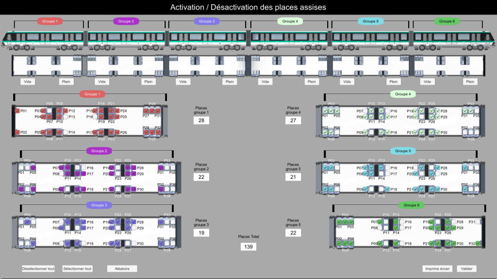 Configuration des Places assise